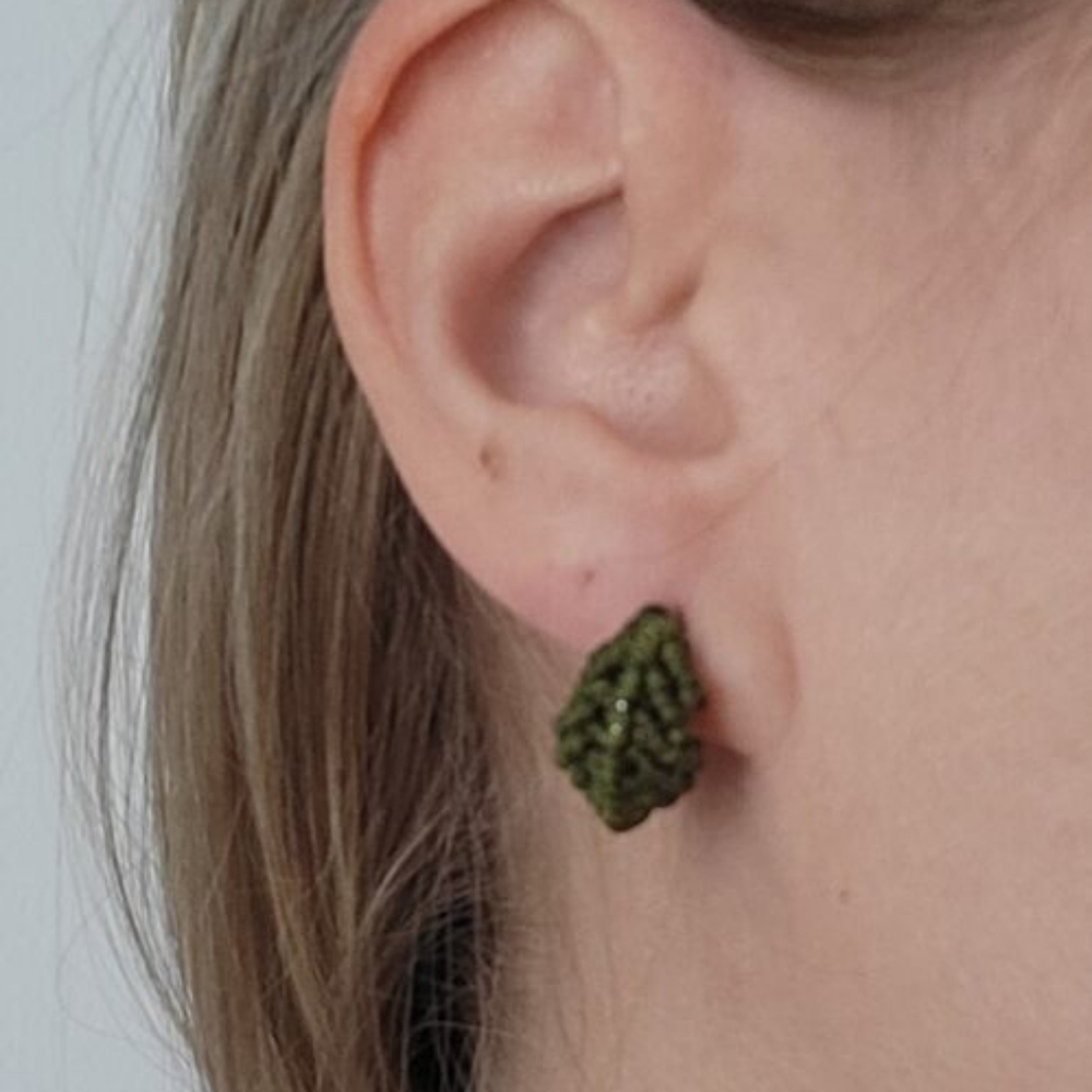 New Handmade Micro- Macrame Raspberry Earrings - Picture 5 of 6